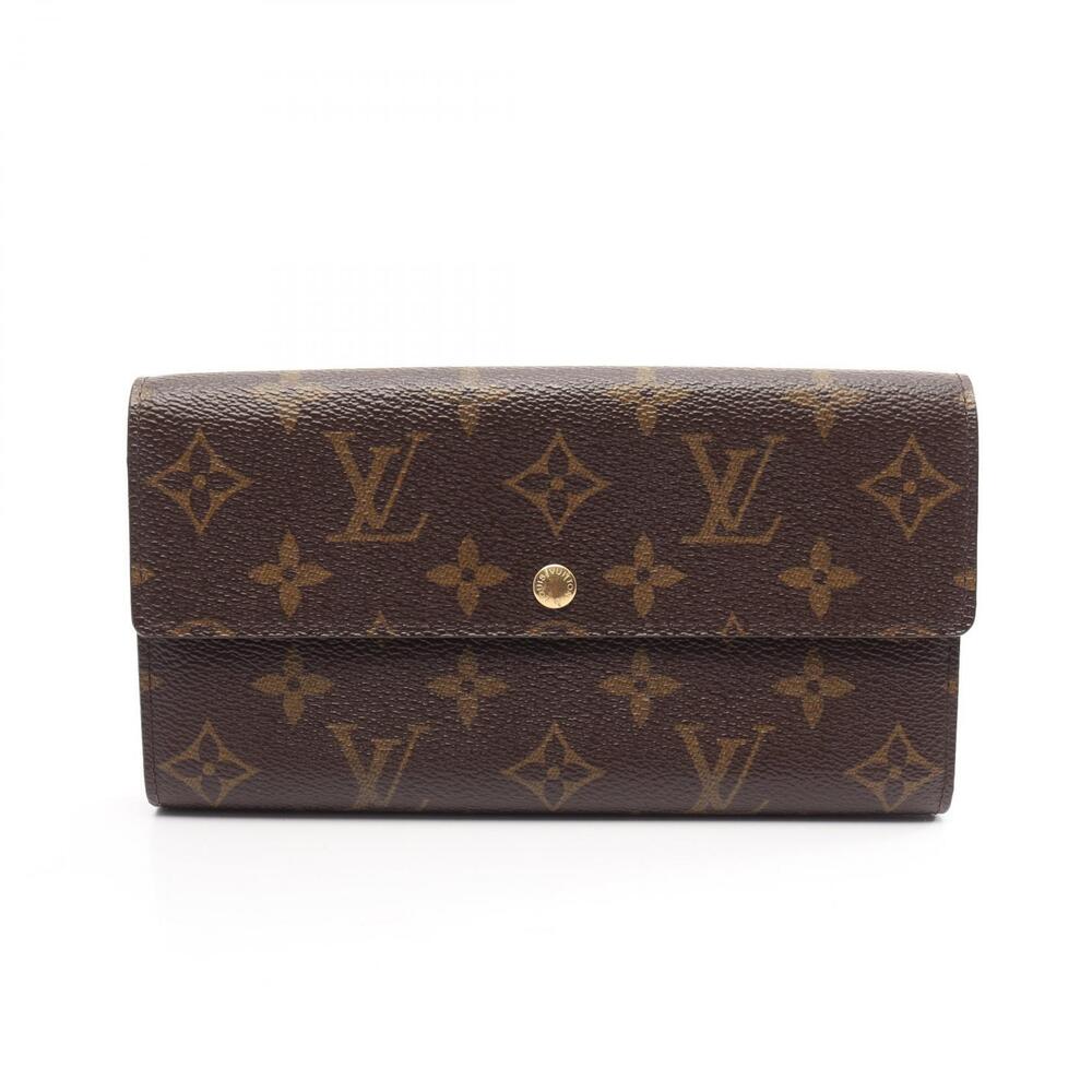 Louis Vuitton Pochette Porte Monnaie Monogram Wallet Pouch Canvas Leather Brown